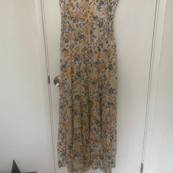 Joie Yellow and Gray Floral Tiered Dress Size 6 - Picture 2 of 5
